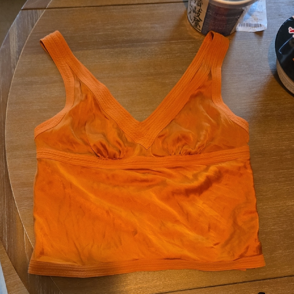 Express Bold Orange V-Neck Top